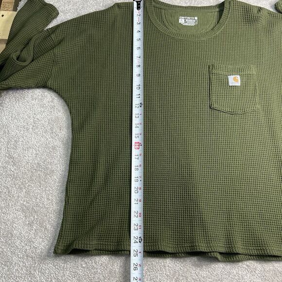 Carhartt T-Shirt Womens XL 16-18 Long Sleeve Work Green Waffle knit Thermal - Picture 5 of 6